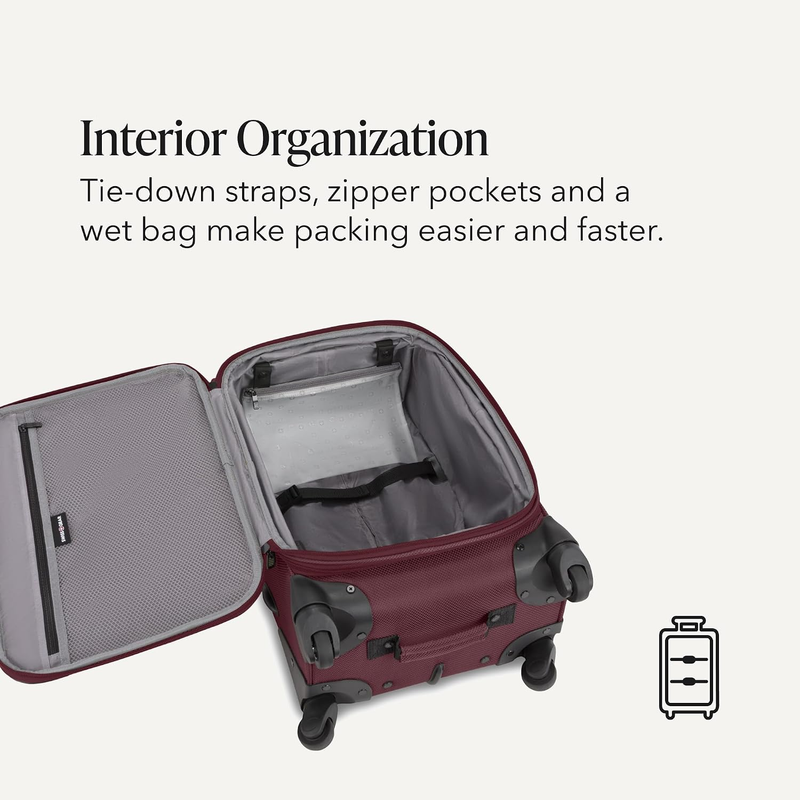 2 Piece Travel Set Carry On Spinner + 17" Laptop Backpack RFID Merlot6