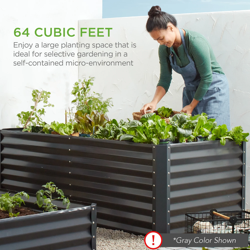 8X4X2Ft Outdoor Metal Raised Garden Bed, Planter Box for Vegetables, Flowers, He7