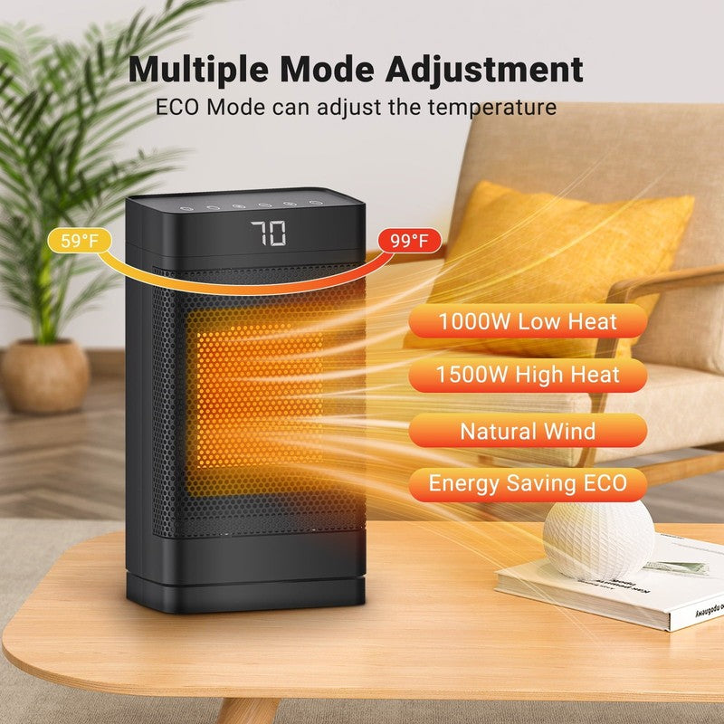 1500W Space Heater, Portable Electric w/ Remote, Oscillating, Timer, Indoor Use3