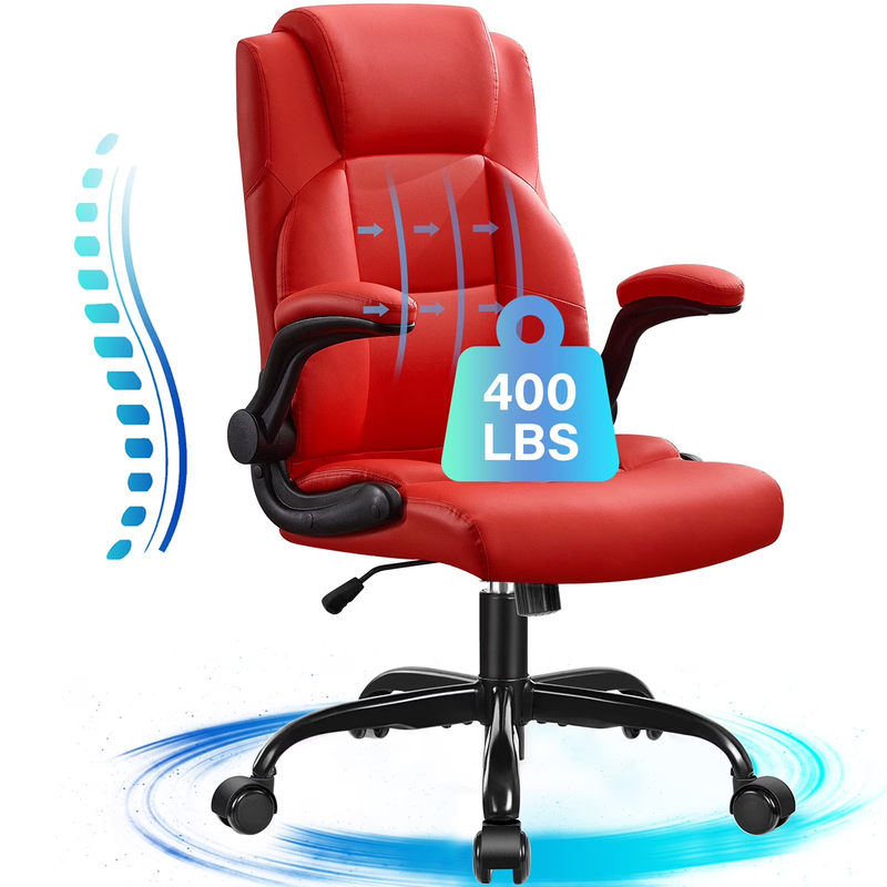 Leather Office Chair, Big and Tall Office Chair 400LBS Wide Seat Ergonomic Compu0