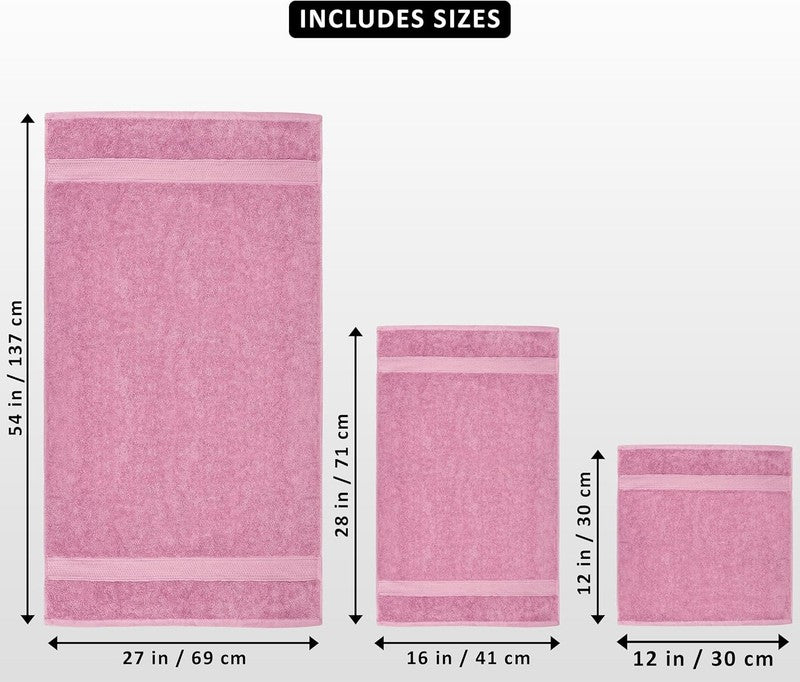 8 Piece Towel Set Pink 100% Cotton 600 GSM Bath Hand Wash Towels Absorbent1