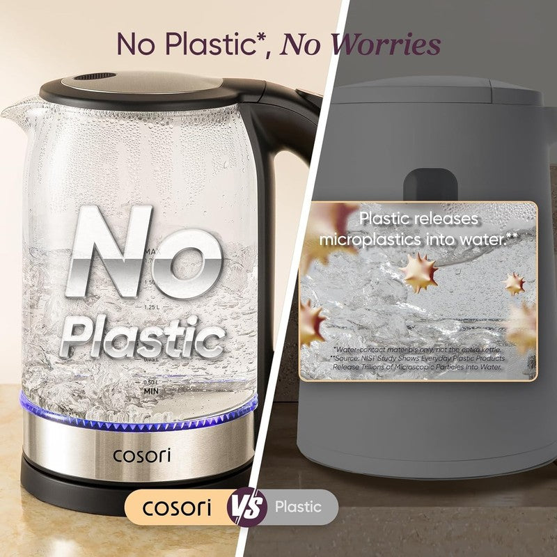 Electric Kettle, No Plastic Contact with Water, Wide Mouth for Easy Cleaning, Au3