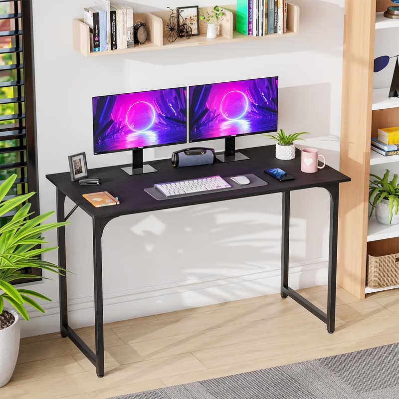 47" Black Computer Desk Adjustable Metal Frame Laptop Table for Adults7