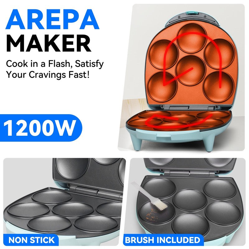 Electric 6 Holes Arepas Maker, Mini Pancakes Maker, Pancake Maker Pan, Tostiarep5