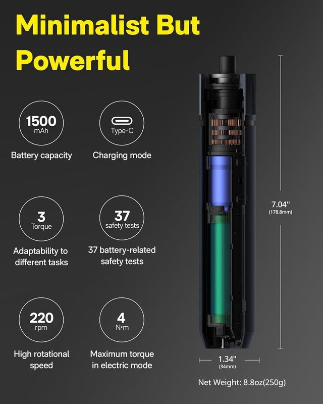 Electric Screwdriver Rechargeable, 3.6V Cordless Screwdriver Set USB C, 1/4'' He2