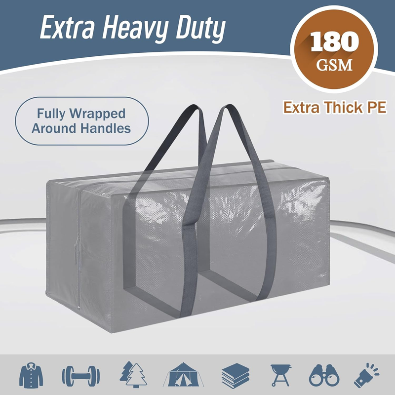 6 Pack Heavy Duty Moving Bags Large Storage Zipper Handles Gray1