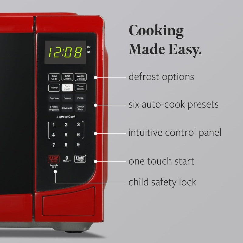 0.7 Cu Ft Countertop Microwave 700W Auto Cook Defrost Red2
