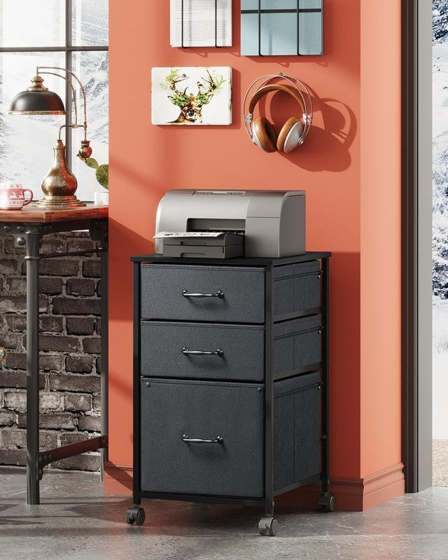 Mobile File Cabinet, Rolling Printer Stand with 3 Drawers, Fabric Vertical Filin1