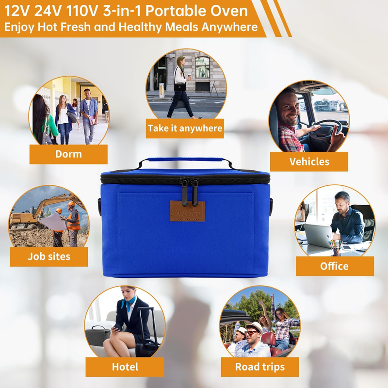 Portable Electric Lunch Box 12V/24V/110V Food Warmer Blue7
