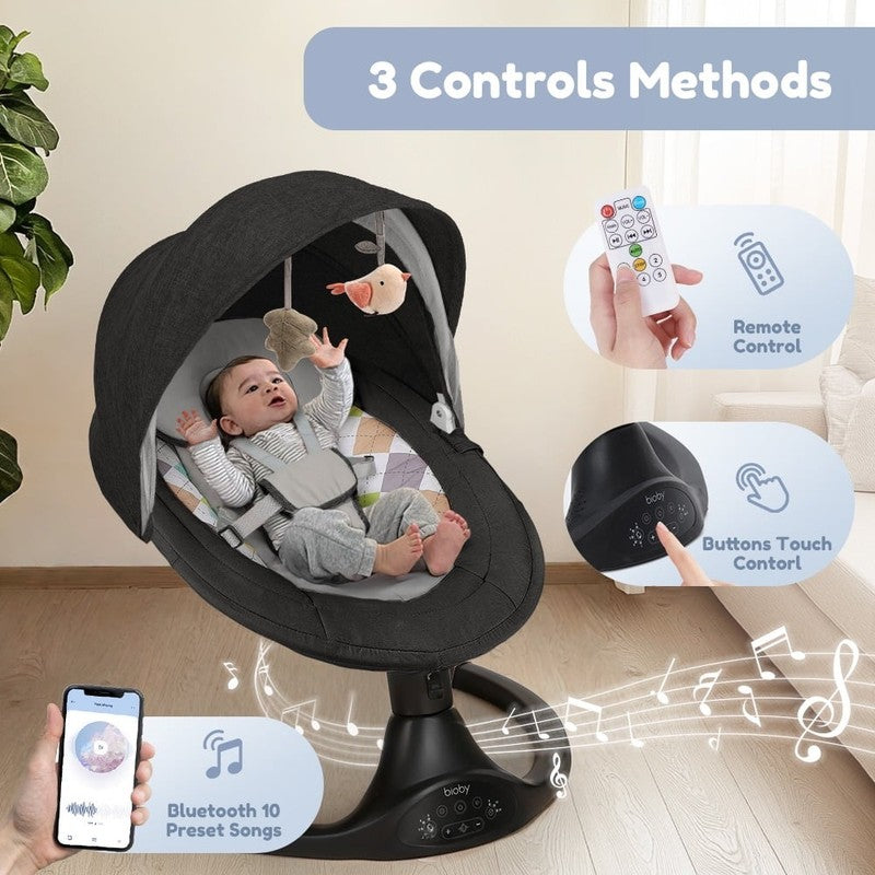 Electric Baby Swing Infant Rocker w/ Remote 5 Speeds Bluetooth Music Black5