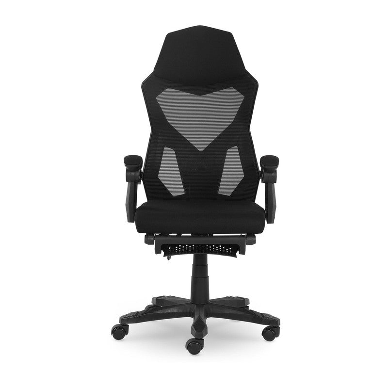 Gaming Office Chair with Extendable Leg Rest Black Fabric Ergonomic0