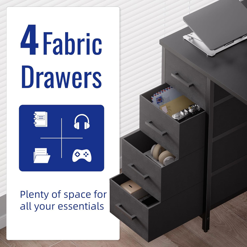 32in Computer Desk 4 Drawers Black Home Office Study Writing Modern Bedroom Desk5