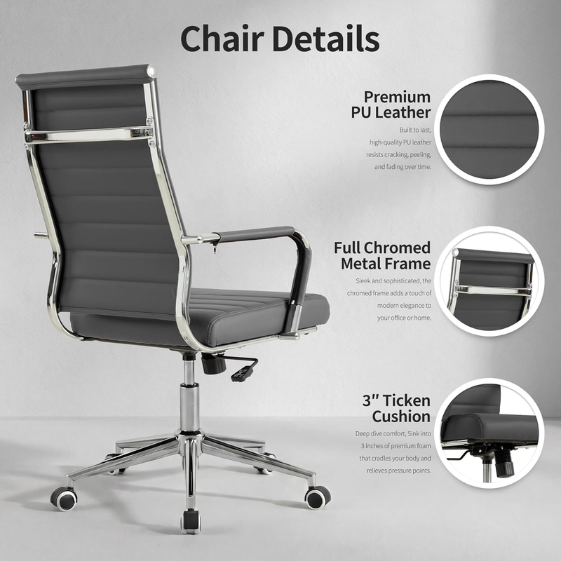 Modern Grey Executive Office Chair Height Adjustable Swivel5