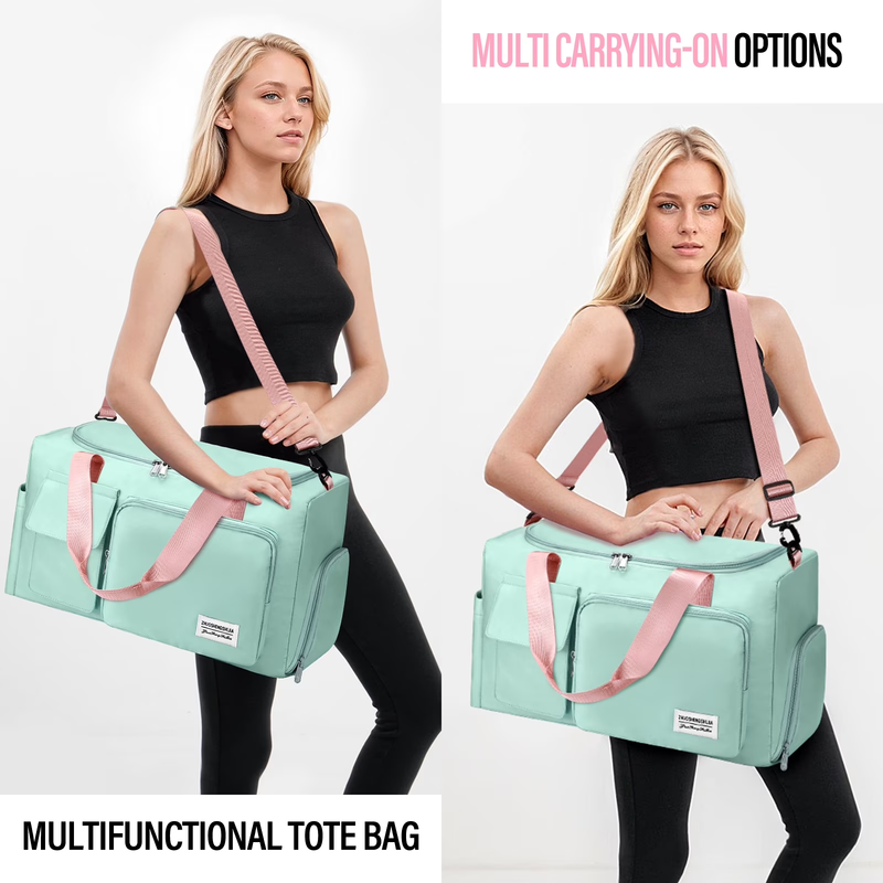 Gym Bag with Shoe Compartment Wet Dry Separated Travel Tote Green5