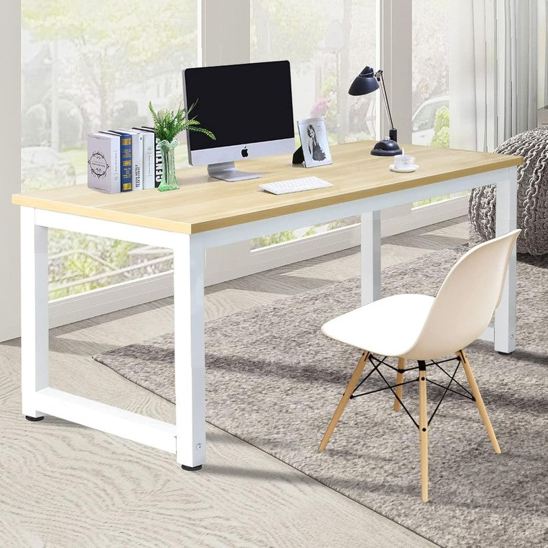 63'' Modern Computer Desk Large Office Writing Desk Home Office White Metal4