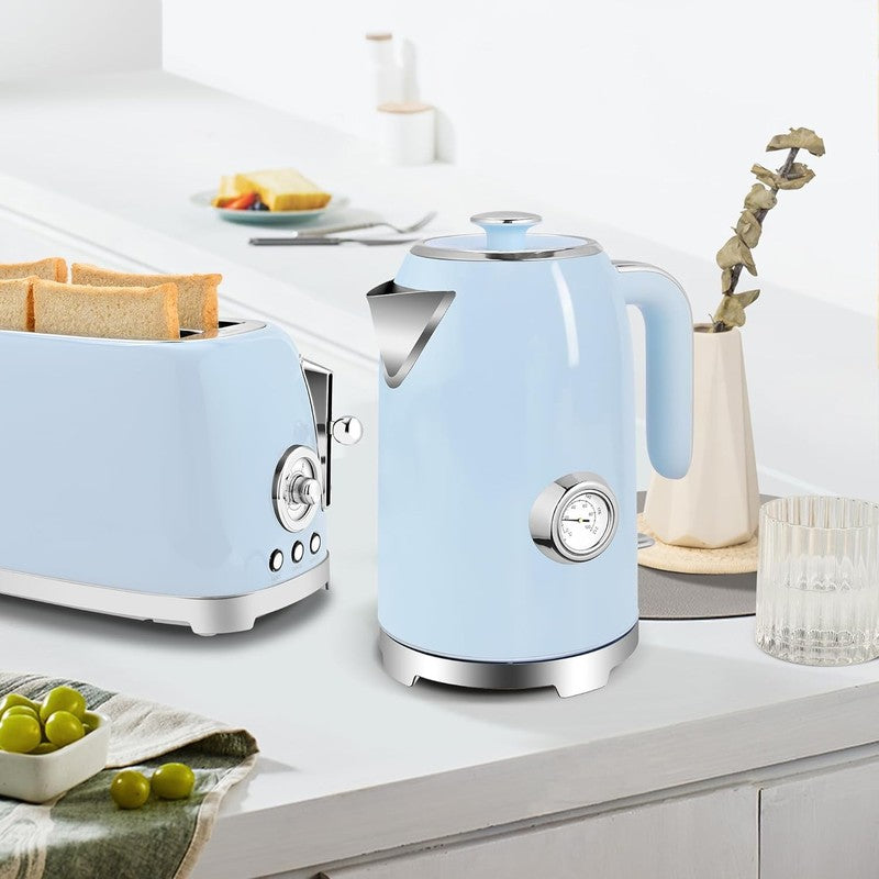 Electric Kettle 57Oz 1500W Stainless Steel Fast Boil w/ Thermometer Blue6