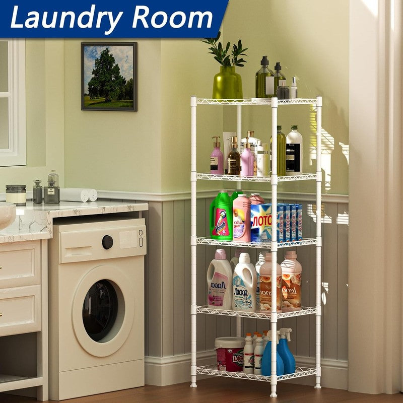 Adjustable 5 Wire Metal Shelving Rack for Laundry, Kitchen, and Closet Storage3