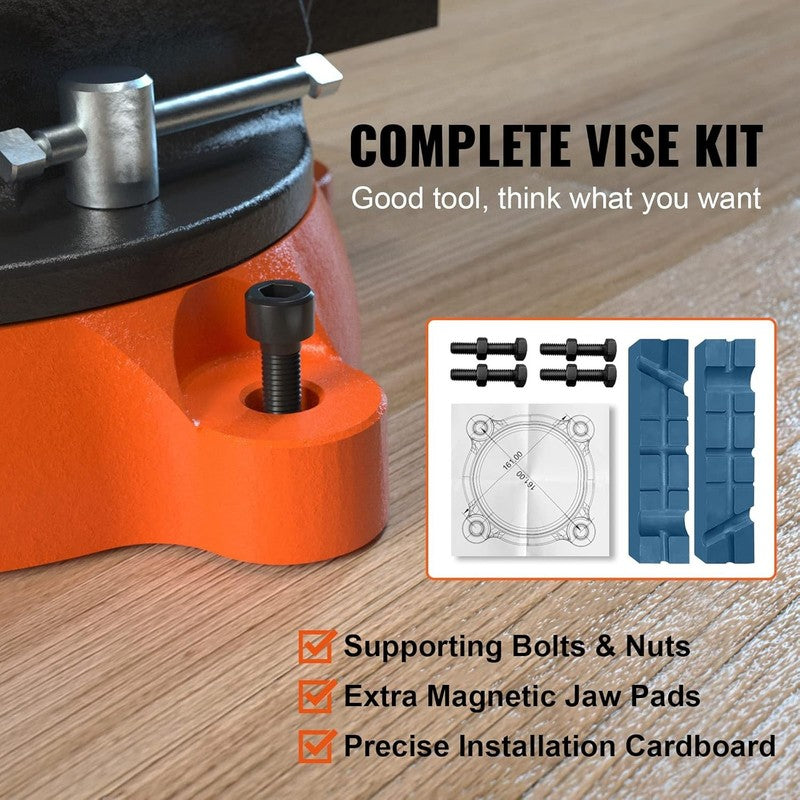 Bench Vise, 6 Inch Jaw Width 5.9 Inch Jaw Opening, 360 Degree Swivel Locking Bas3