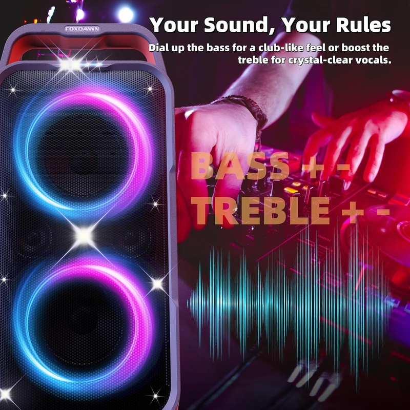 Wireless Boombox Speaker 240W Powerful Bass LED Light Party Outdoor Speaker4