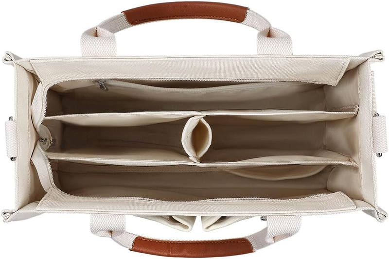 Canvas Tote Bag for Women with Zipper Closure & Individual Compartments for Work1
