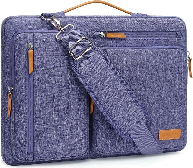 15.6 Inch Laptop Shoulder Bag 360 Protective Messenger 4 Zipper Pockets6