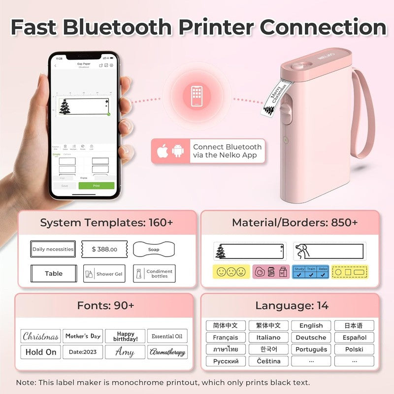 Pink Bluetooth Label Maker   Wireless Mini Printer for Home, Office & School1