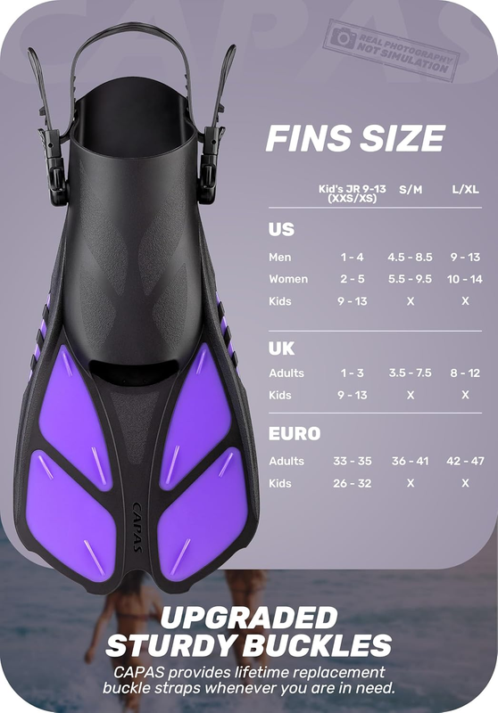 Travel Size Snorkel Fins Adjustable Open Heel Swim Fins for Diving Snorkeling1