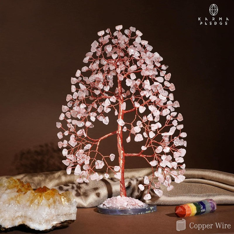 Rose Quartz Chakra Crystal Tree Feng Shui Decor Positive Energy Good Luck Gift4