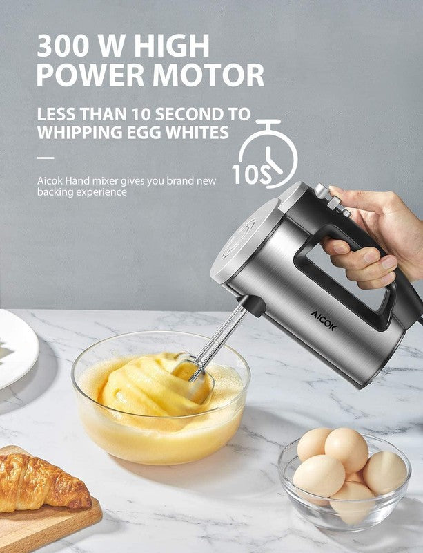Hand Mixer Electric 6 Speed 300W Turbo Kitchen Handheld Mixer Self-Control Speed8
