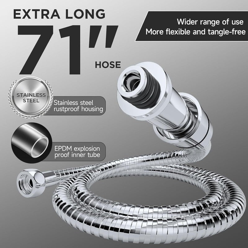 Wide Shower Head with 6 Modes Handheld Water Spray Silver Chrome4