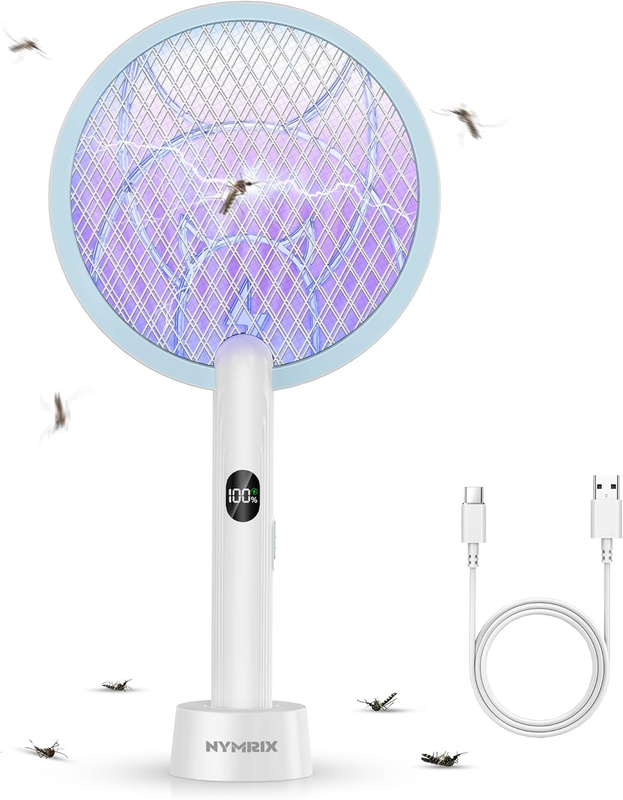 Electric Fly Swatter Racket, 2 in 1 Mosquito Bug Zapper 4100V Handheld Mosquito 8