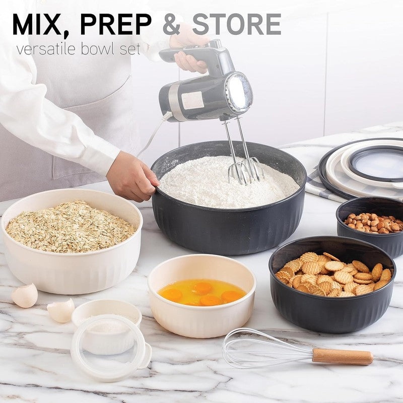 Prep Bowls with Lids  Wide and Deep Nesting Plastic Small Mixing Bowl Set with L3