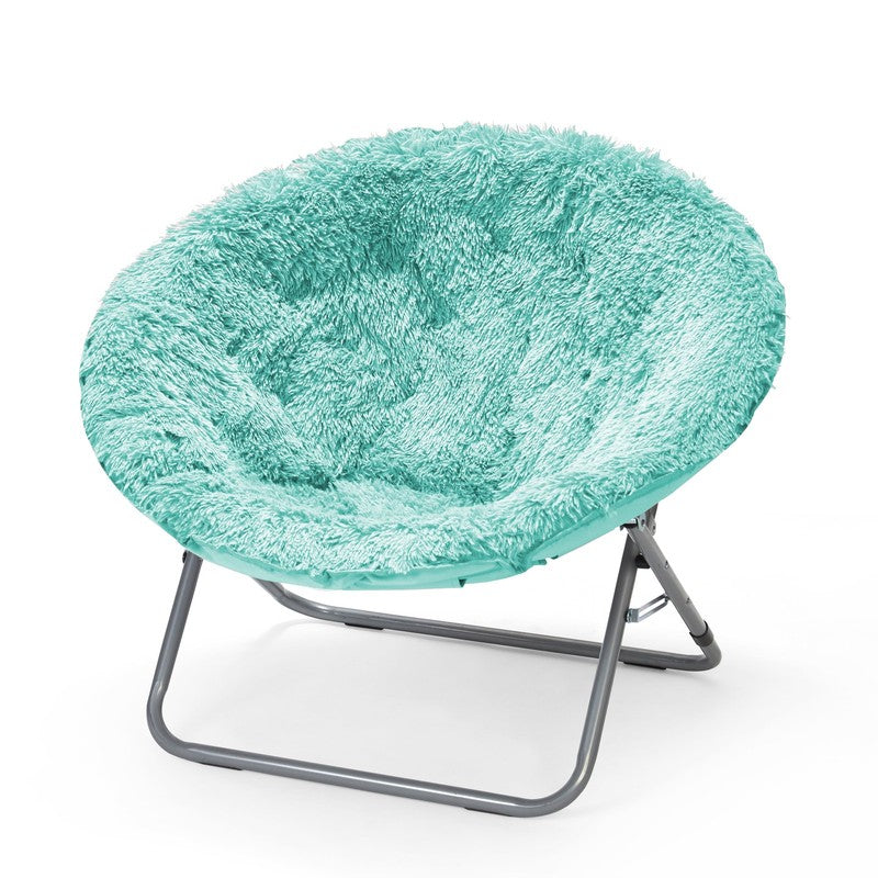 Mongolian Faux Fur Oversized Moon Chair, Aqua6