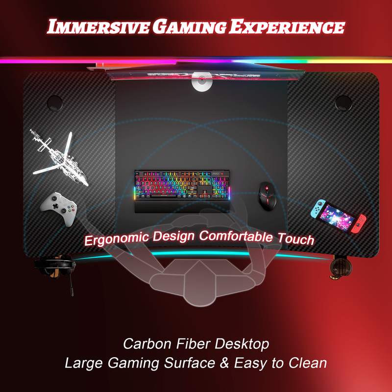 47 Inch Gaming Desk, Ergonomic Gamer Table, Computer Table, Pc Workstation2
