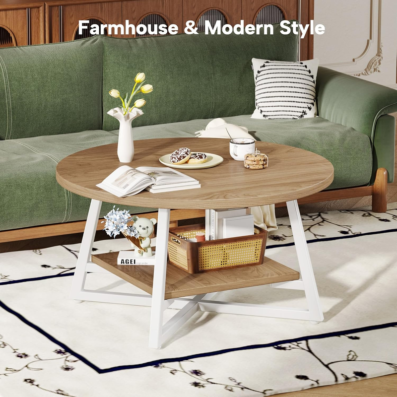 Coffee Table for Living Room, round Coffee Table, Small Circle Coffee Table with3