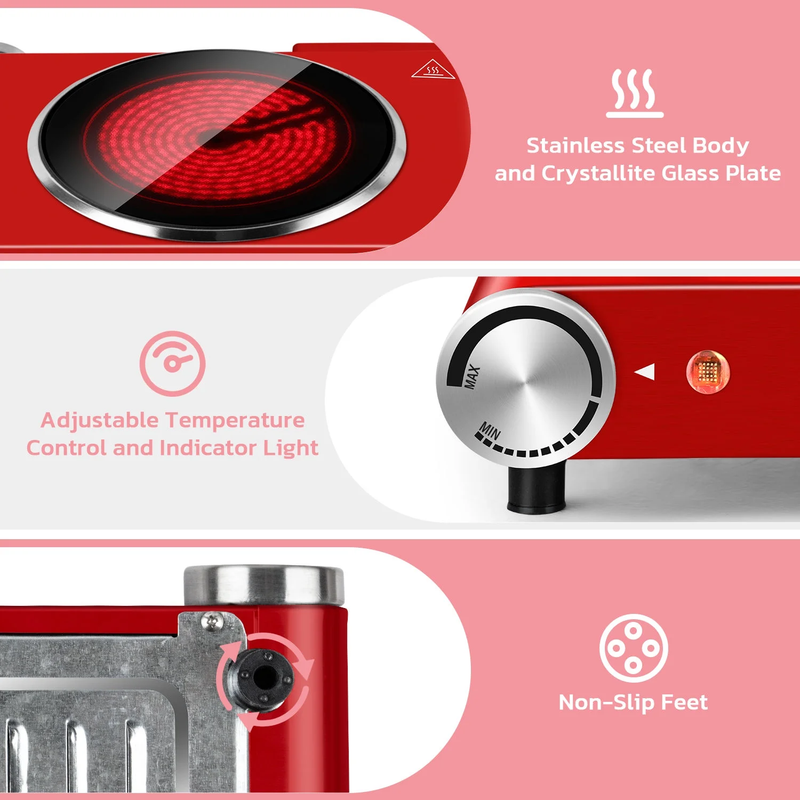 1200W Infrared Ceramic Single Hot Plate(Red)4