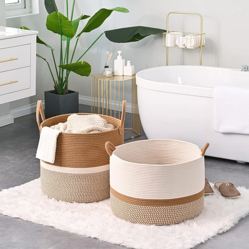 Large Blanket Basket (20"X13"),Woven Baskets for Storage Baby Laundry Hamper4