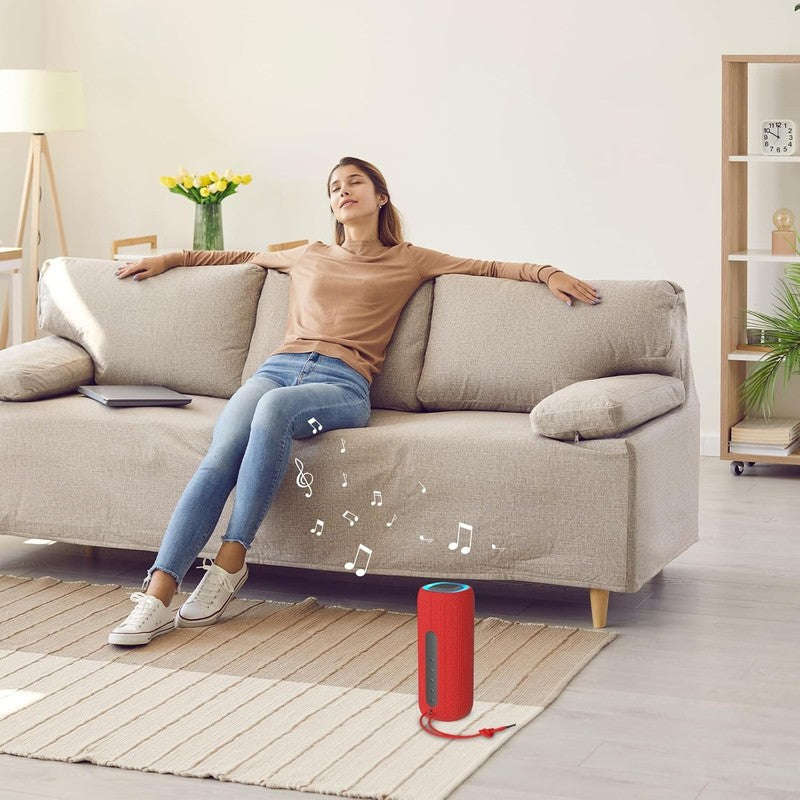 Bluetooth Speaker, IPX5 Waterproof, RGB Lights, BT5.3, TWS, Long Playtime, Red6