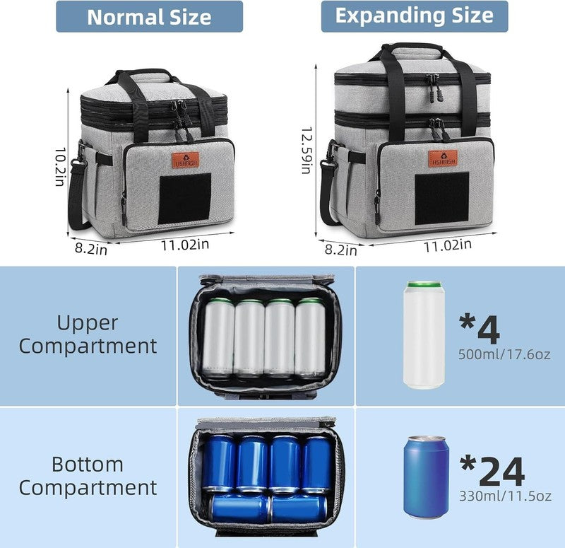 Double Deck Insulated Tactical Lunch Bag 15L Grey Adults1
