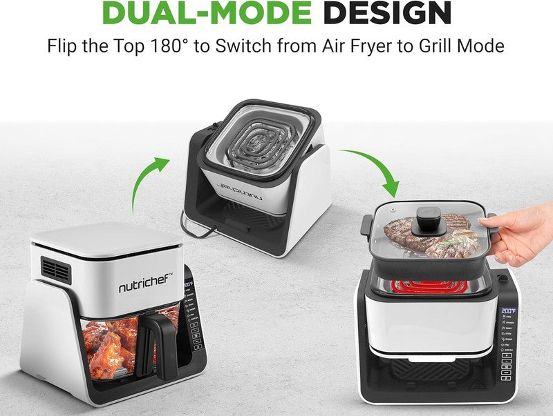 4QT Air Fryer & Grill 8-in-1 w/ Transparent Bowl White Glass Cooking 2