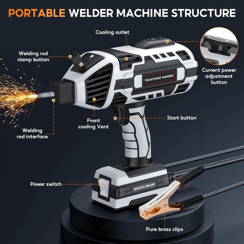 110V Handheld IGBT Inverter Welder – Portable ARC Welder 20–120A with Hot Start,5