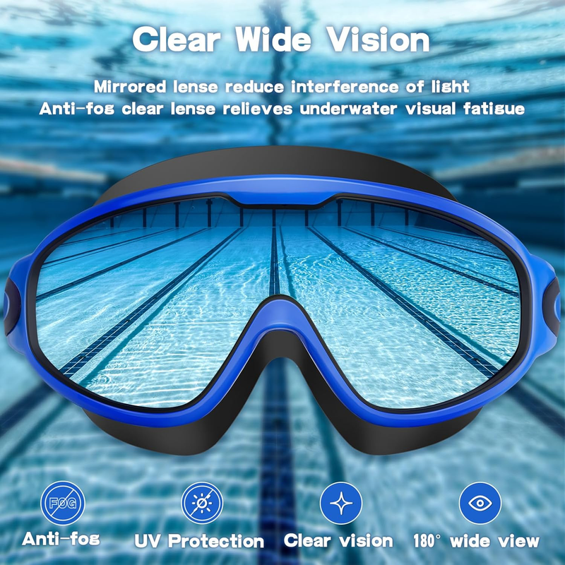 2 Pack Swim Goggles Anti Fog UV Protection No Leak 180° Wide View Pool2