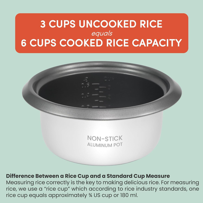 ERC-006NST Maxi-Matic Electric Rice Cooker with Non-Stick Inner Pot Makes Soups,5