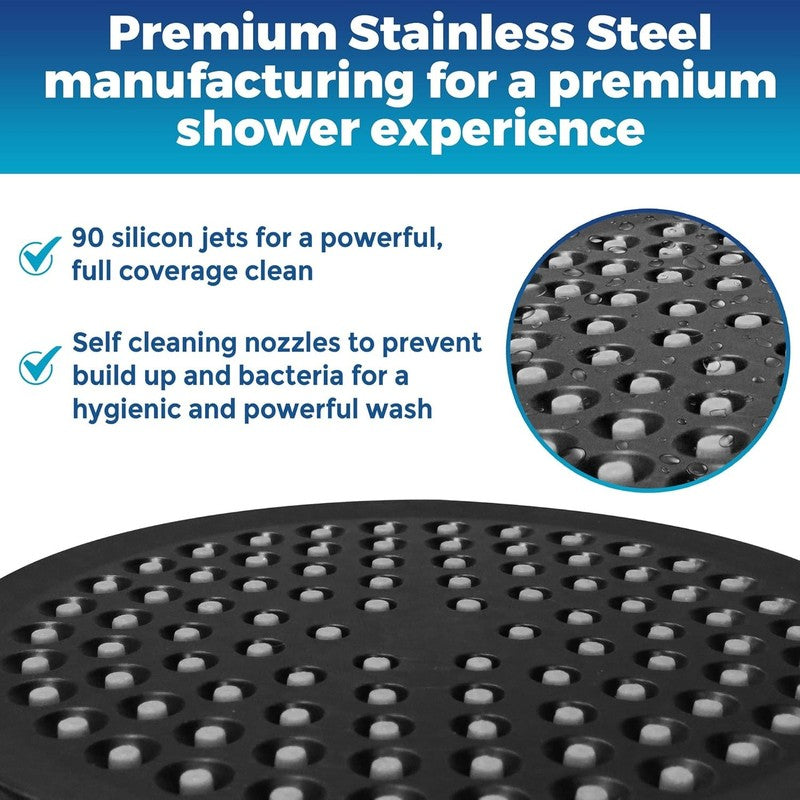 High Pressure Shower Head   Anti Clogging Silicone Nozzles   2.5 GPM Removable R4