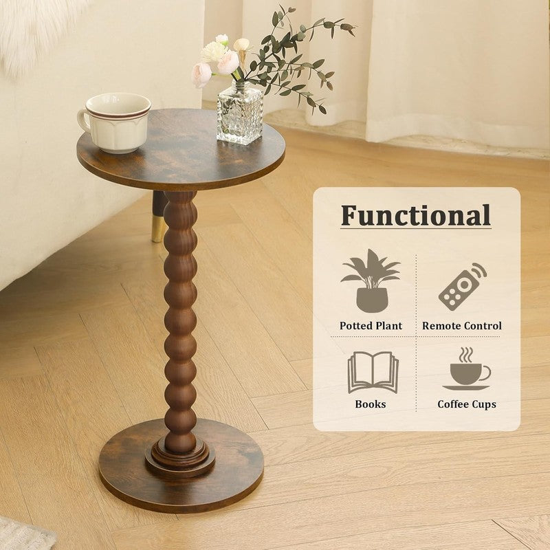 Round Side Table, Small Drink Table for Small Spaces, Modern Accent Nightstand w6