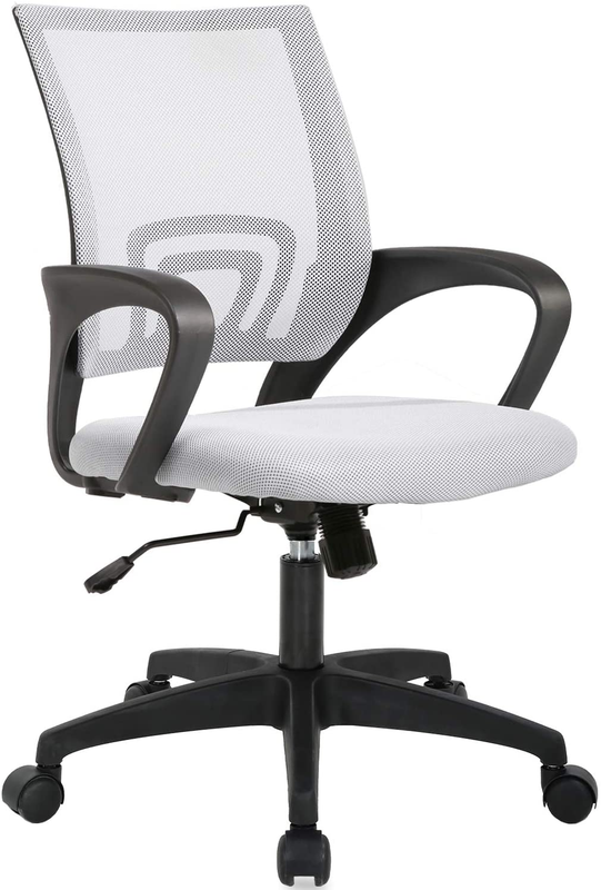 Ergonomic Office Chair Mid Back Swivel Desk Chair Lumbar Support White11