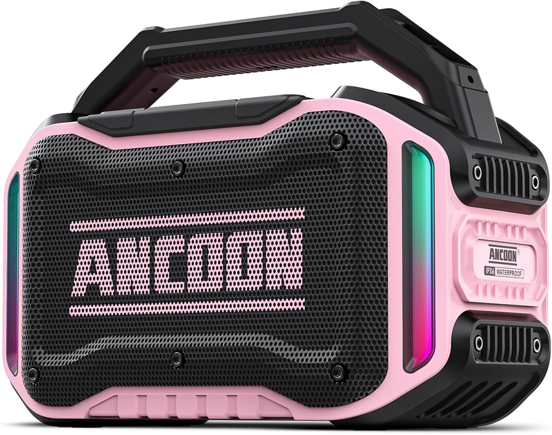 80W Bluetooth Speaker, Loud Bass, IPX6 Waterproof, 20H Playtime, TWS, Pink7