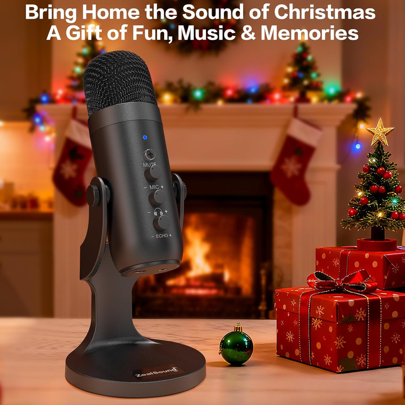 Podcast USB Microphone Noise Canceling w/ Gain Volume Mute for PC Mac Android8