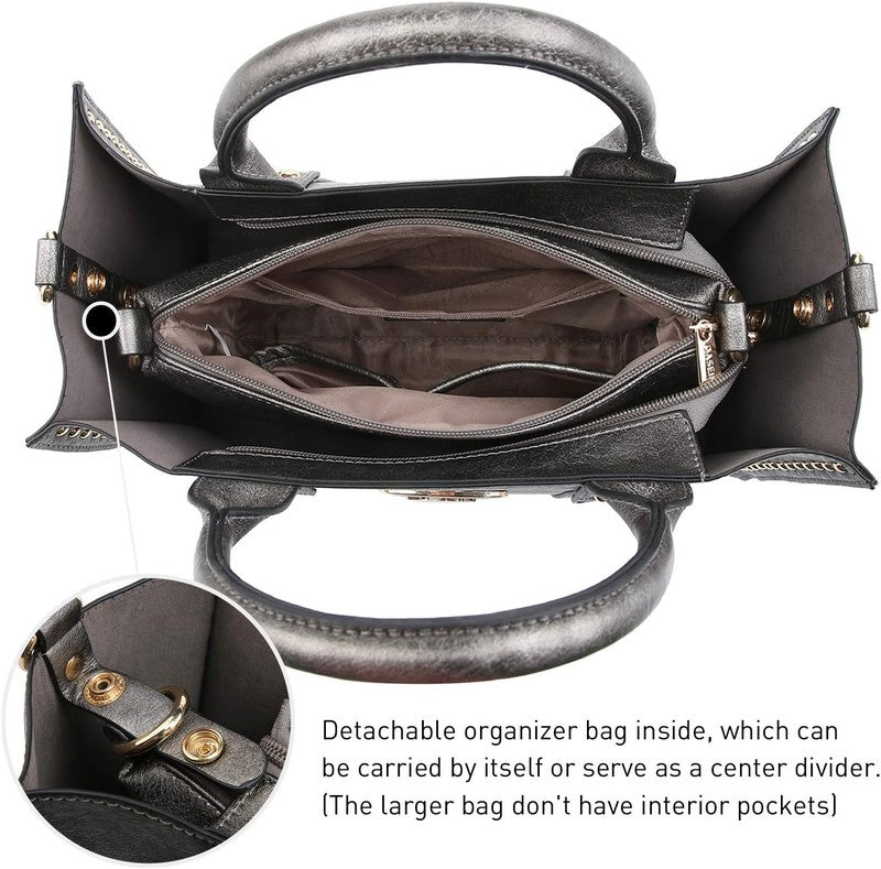 3Pc Women’s Handbag Set Tote Satchel Shoulder Top Handle Purse Wallet5