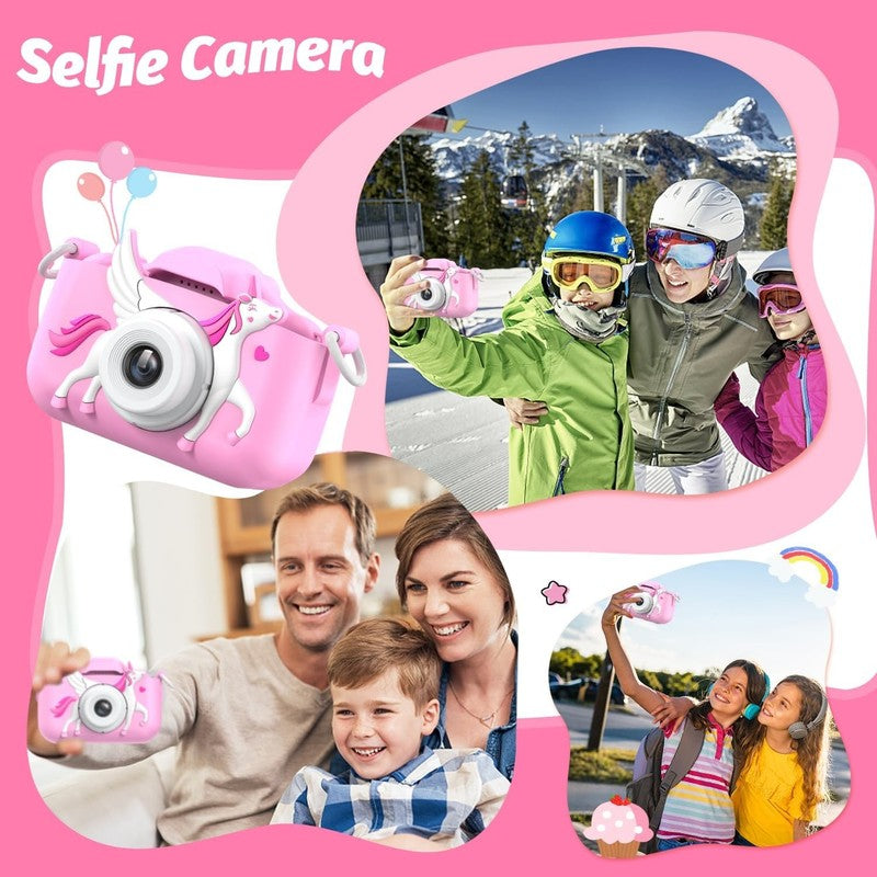 Kids Selfie Digital Camera Toy w/ Protective Cover 32GB SD Card Ages 3 93